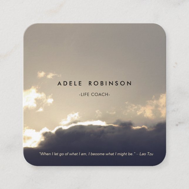 ©Motivation Speaker Life Coach Silver Lining Square Business Card (Front)