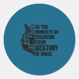 Motivation Success Mindset Quote With Tiger - Moti Classic Round Sticker