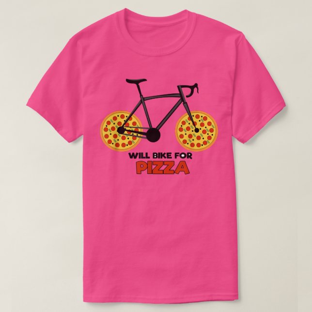 Motivation Wheel Pizza Bicycle Biker Statement  T-Shirt (Design Front)