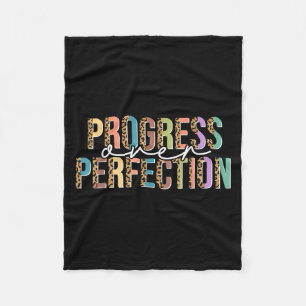 Motivation Women Teacher Shirt Progress Over Perfe Fleece Blanket