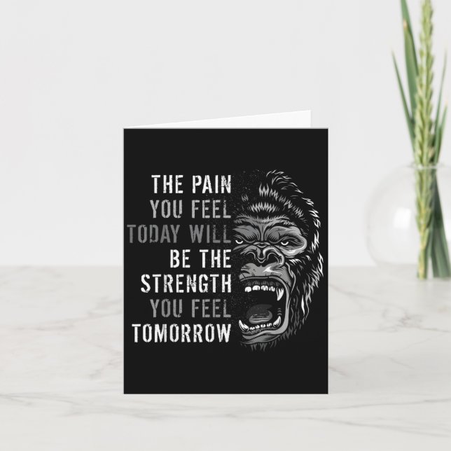 Motivation Workout And Gym Quotes Gorilla Mindset  Card (Front)