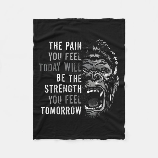 Motivation Workout And Gym Quotes Gorilla Mindset  Fleece Blanket (Front)