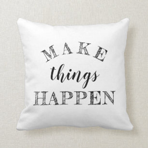 Motivational 3 Word Quote Black White Reversible Cushion