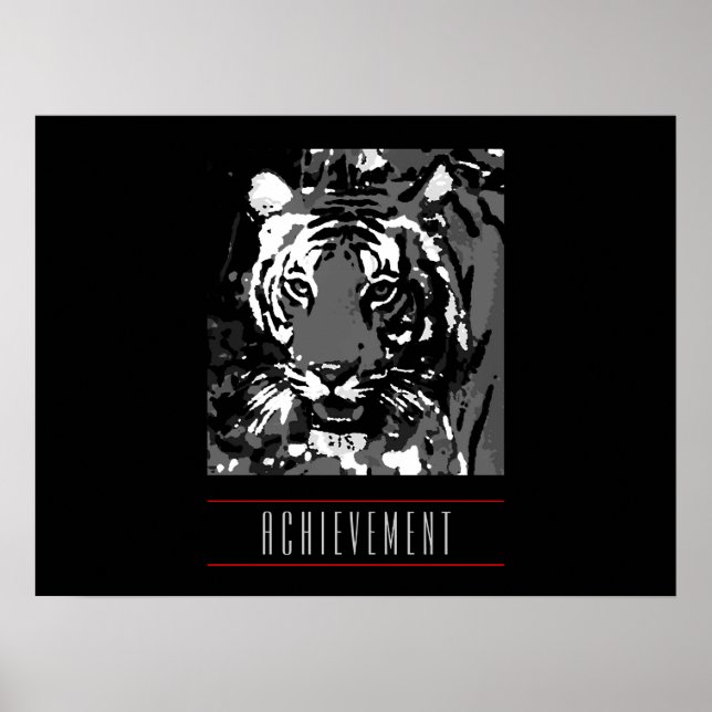 Motivational Achievement Tiger Poster Print (Front)