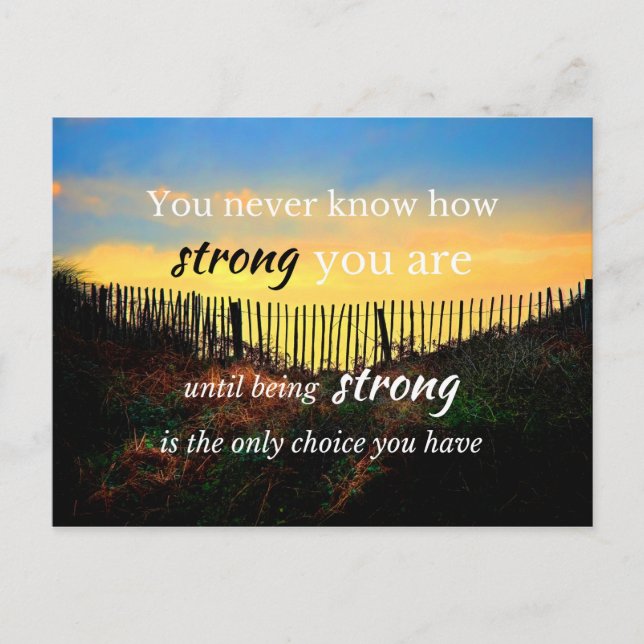 Motivational and Positive Quote: how strong... Postcard (Front)