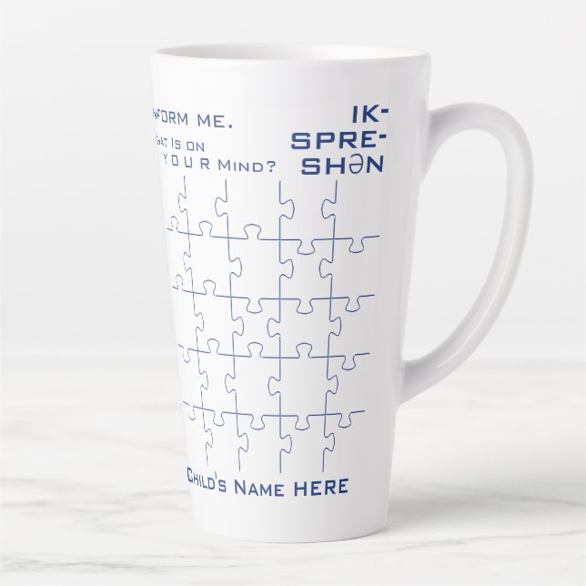 Motivational Autism Expression, Blue Jigsaw Puzzle Latte Mug (Right)