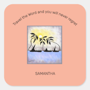 Motivational, Awesome Full Moon Sailing Square Sticker