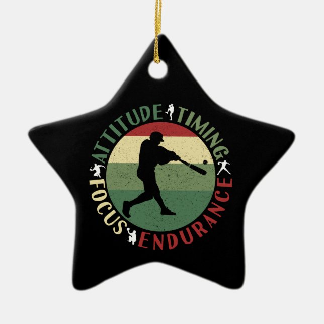 Motivational Baseball Team Values Ceramic Tree Decoration (Front)