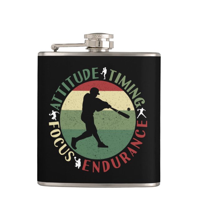 Motivational Baseball Team Values Hip Flask (Front)