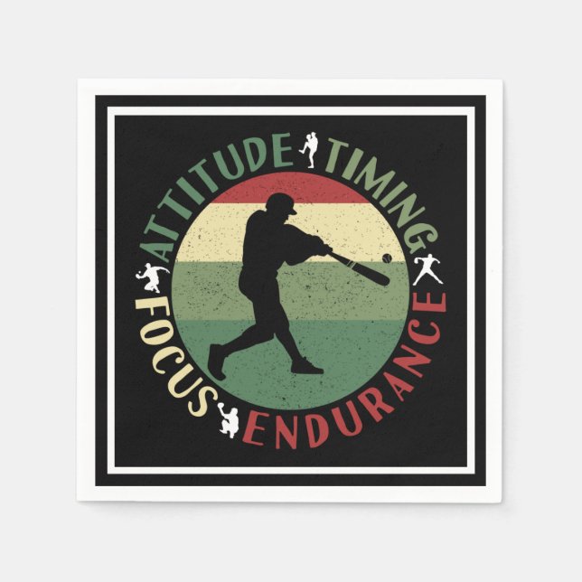 Motivational Baseball Team Values Napkin (Front)