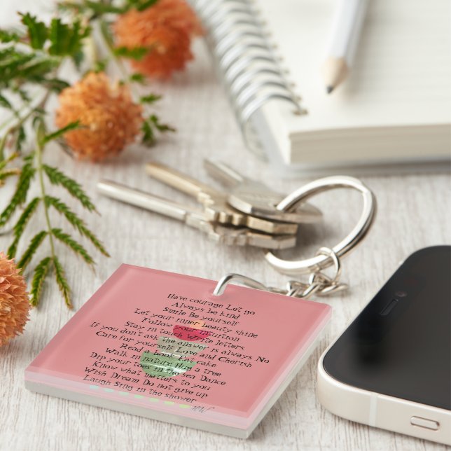 Motivational Be Kind Positive Quotes Pink  Key Ring (Front Right)