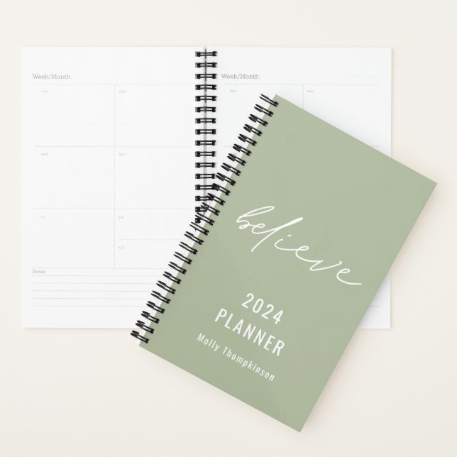 Motivational Believe Script 2024 Name Sage Planner (Display)