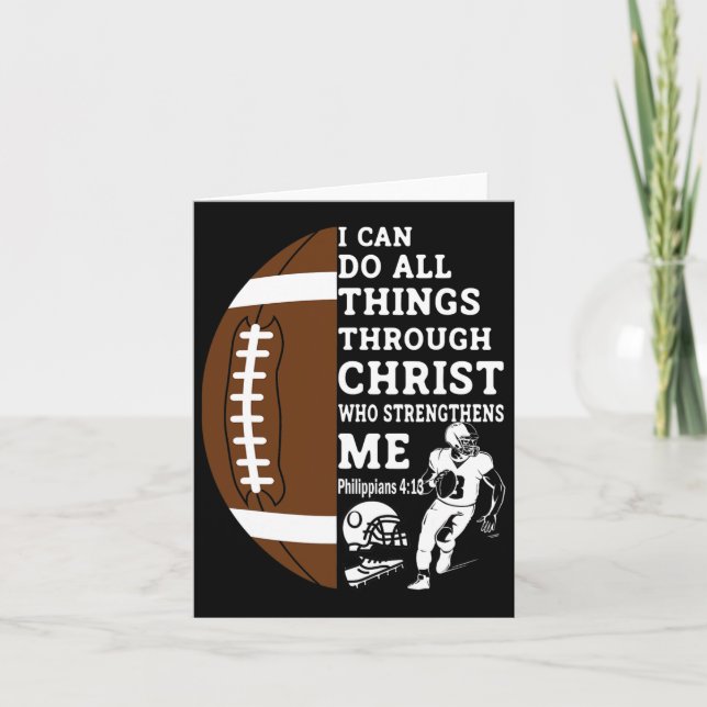 Motivational Bible Verse Christian Gifts Football  Card (Front)