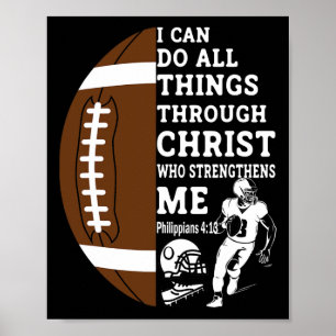 Motivational Bible Verse Christian Gifts Football Poster