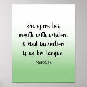 Motivational Bible Verse Sage Green Ombre Poster