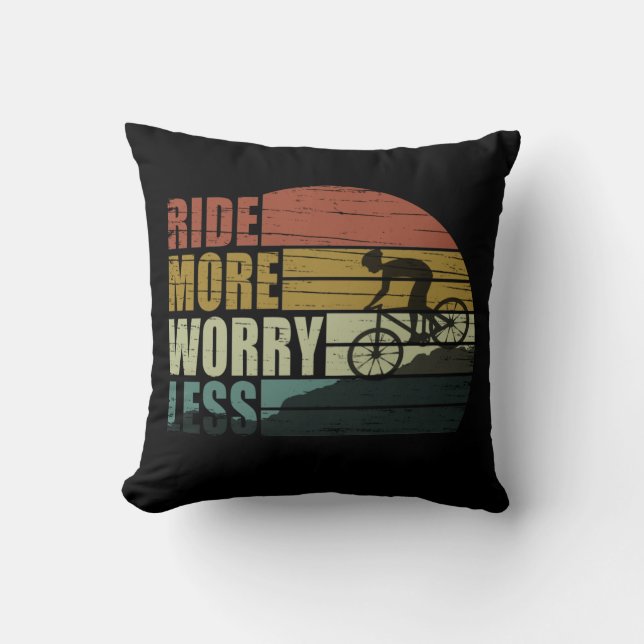 Motivational Bicycle Rider - Funny Cycling Quotes Cushion (Front)