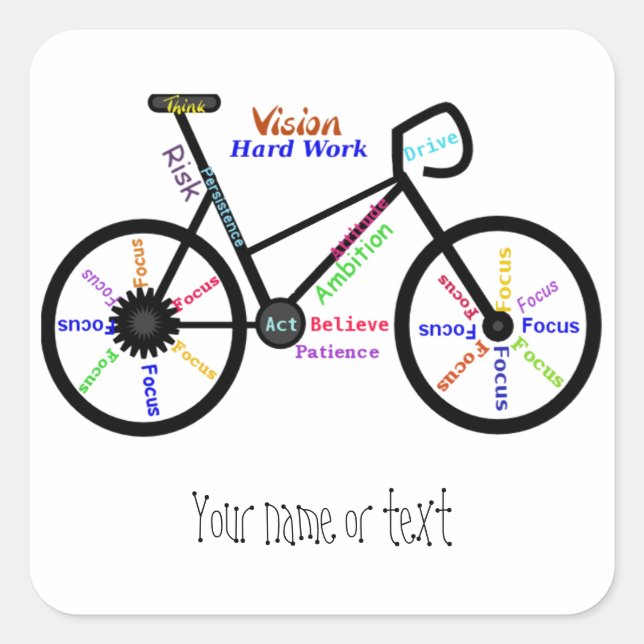 Motivational Bike, Bicycle, Cycling, Sport, Hobby Square Sticker (Front)