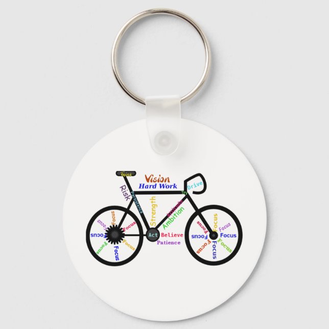 Motivational Bike, Cycle, Biking, Sport Words Key Ring (Front)