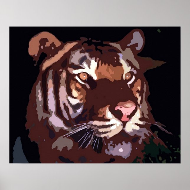 Motivational Blacklight Tiger Eyes Poster Print (Front)