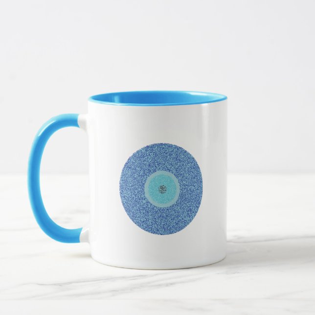 Motivational Blue Evil Eye in Rough Hearts Pattern Mug (Left)