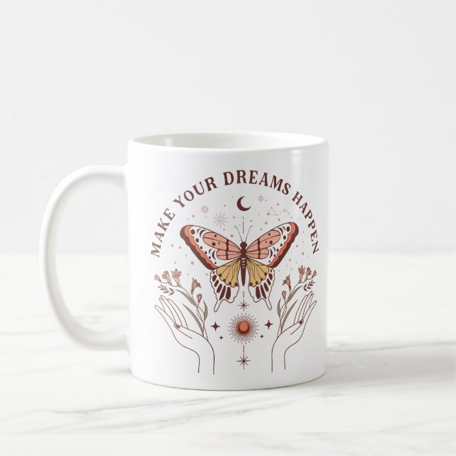 Motivational Boho Butterfly Coffee Mug (Left)