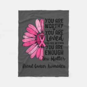 Motivational Breast Cancer Awareness Sunflower Nk  Fleece Blanket