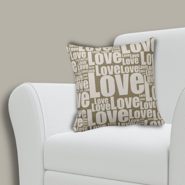 Motivational Brown Love Typography Pattern Cushion (Motivational Brown Love Typography Pattern Throw Pillow)