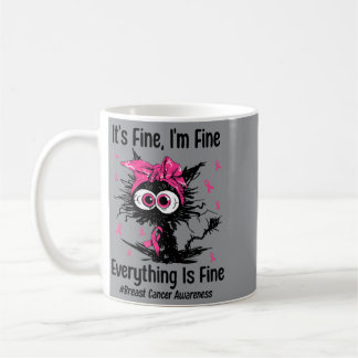Motivational Cat Kitty Breast Cancer Awareness Coffee Mug
