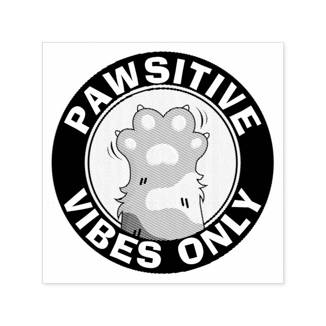 Motivational Cat Pawsitive vibes only Fun Paw Self-inking Stamp (Design)
