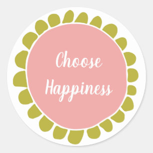 Motivational Choose Happiness Cute Classic Round Sticker