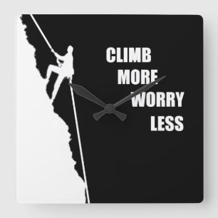 Motivational climbing rockclimbing saying square wall clock