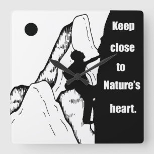 Motivational climbing rockclimbing square wall clock