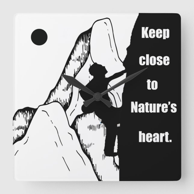 Motivational climbing rockclimbing square wall clock (Front)