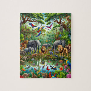 Motivational colourful wildlife in nature trees jigsaw puzzle