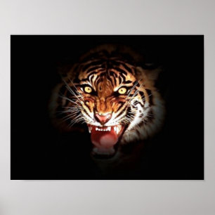Motivational Courage Roaring Tiger Poster
