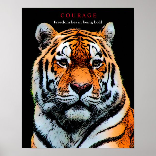 Motivational Courage Tiger Poster (Front)