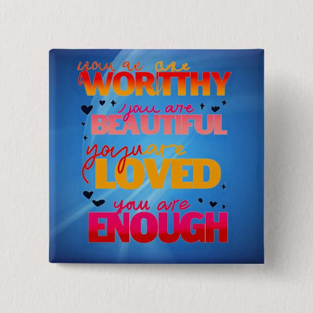 Motivational design 15 cm square badge (Front)