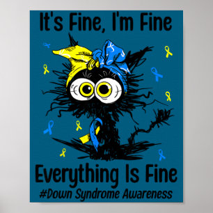 Motivational down syndrome awareness cat t21 poster