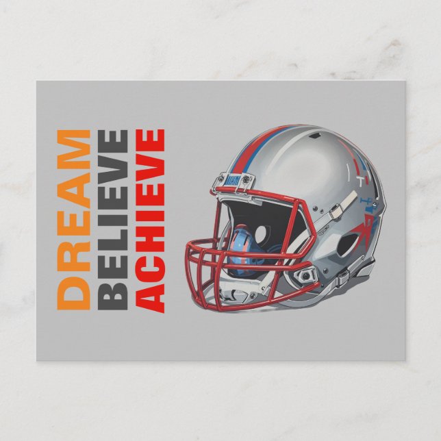 Motivational Dream Believe Achieve Football Holiday Postcard (Front)
