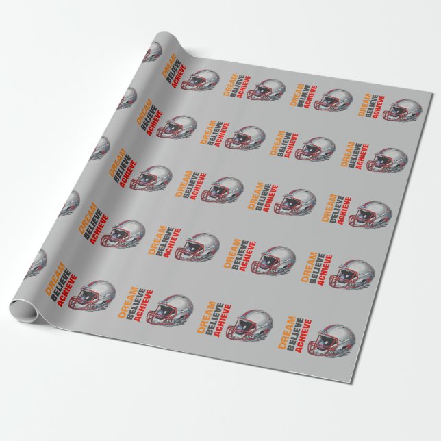 Motivational Dream Believe Achieve Football Wrapping Paper (Unrolled)