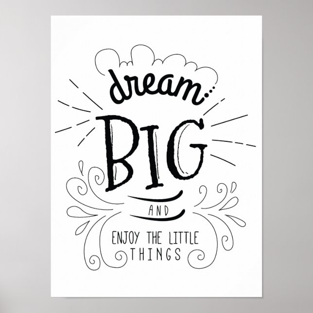 Motivational Dream Big Quote Art Print (Front)