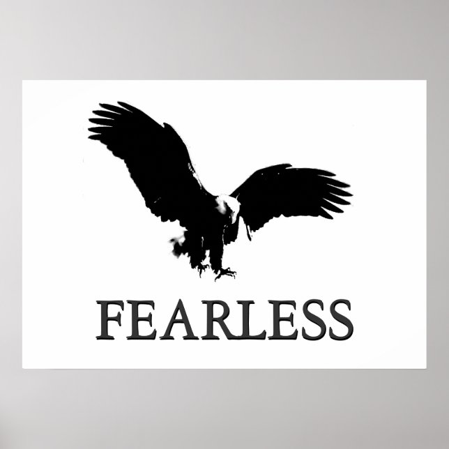 Motivational Fearless Landing Eagle Poster (Front)