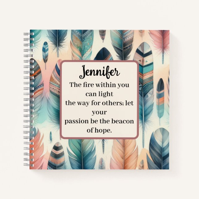 Motivational Feather Spiral Notebook (Front)