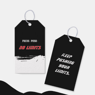Motivational Fitness Black Gift Tags