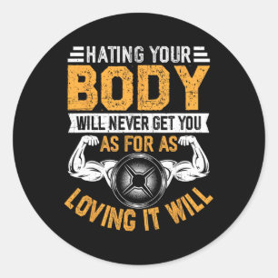 Motivational Fitness Bodybuilding Workout Gym Quot Classic Round Sticker