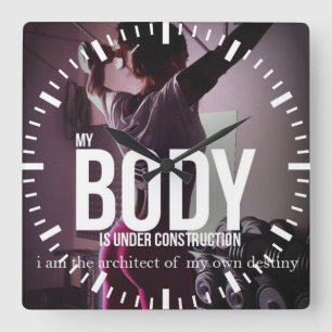 Motivational Fitness Gym Square Wall Clock