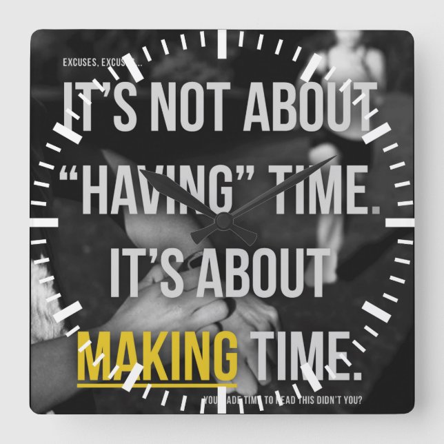 Motivational Fitness Gym Square Wall Clock (Front)