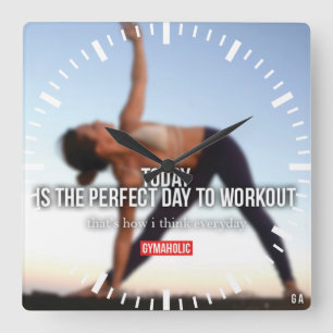 Motivational Fitness Gym Square Wall Clock