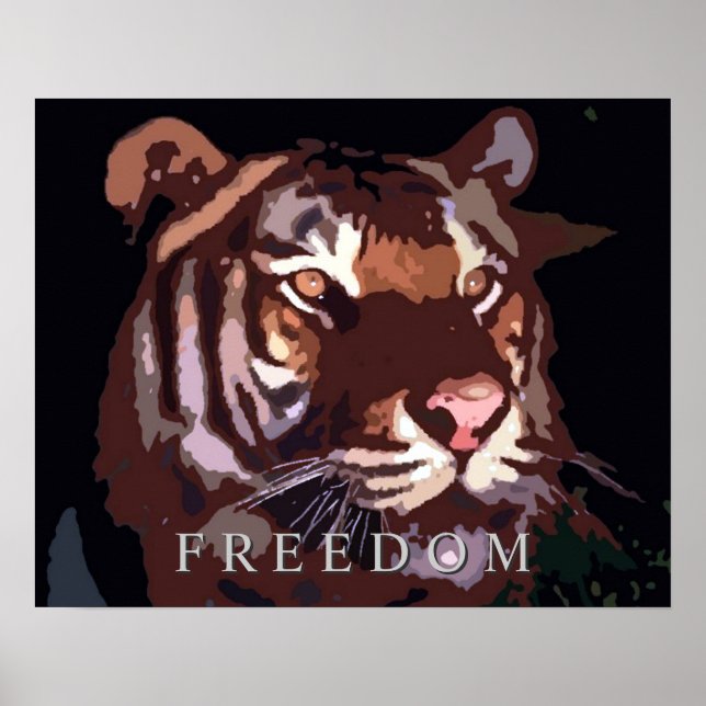 Motivational Freedom Tiger Eyes Poster Print (Front)
