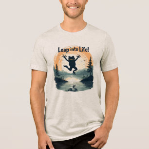Motivational Frog Leap Into Life Sunrise Nature Qu Tri-Blend Shirt